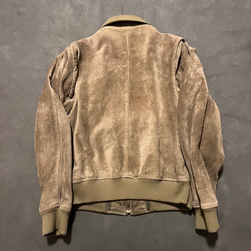 Polo Country‎ Ralph Lauren Vintage Suede Leather Bomber Jacket Tan Mens Large - Picture 2 of 10